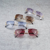 Vintage Rimless Square C Wire Sunglasses Men