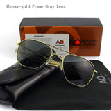 Pilot Sunglasses Men Tempered Glass Lens