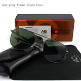 Pilot Sunglasses Men Tempered Glass Lens