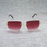 Vintage Rimless Square C Wire Sunglasses Men