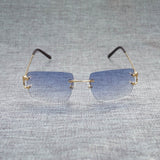 Vintage Rimless Square C Wire Sunglasses Men
