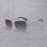 Vintage Rimless Square C Wire Sunglasses Men