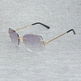 Vintage Rimless Square C Wire Sunglasses Men