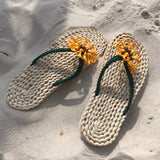 Women Beach Slippers Straw Flip Flops