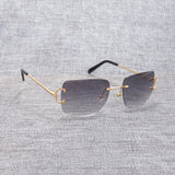 Vintage Rimless Square C Wire Sunglasses Men