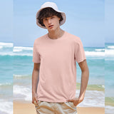 Short sleeve T shirt men  simple round neck