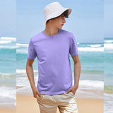 Short sleeve T shirt men  simple round neck