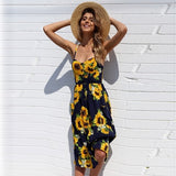 Short dress Women Beach dress printed backless