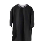 Round O Neck Letter Logo Rib Contrast Patchwork