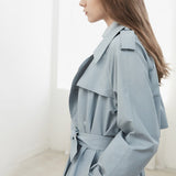 Women Casual Solid Color Double Breasted Outwear